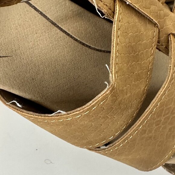 Dr. Scholls Tan Strappy Sandals With Adjustable Buckle & Low Wedge Heel Size 8 - Picture 4 of 7
